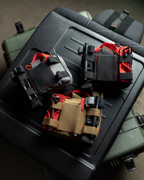HEDR headrest trauma kits in black, wolf grey, and coyote brown