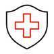 Shield with medical cross icon