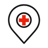 Map pin with medical cross icon