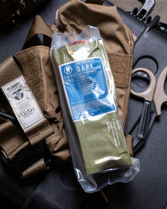 D.A.R.K. Slim Trauma Kit with its vacuum-sealed insert and trauma shears